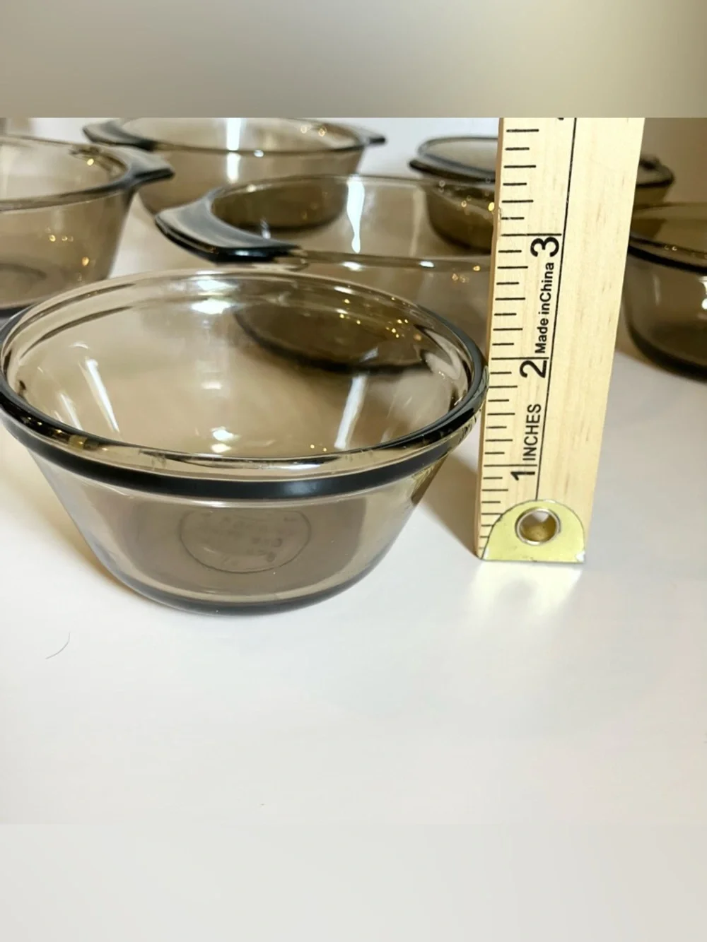 Vintage L'Ovenware 6-ounce Custard Cup Smoked Amber Glass Set of‎ 6